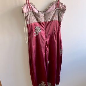 Julian Joyce size 10 blush pink cocktail dress with silver details and lace.